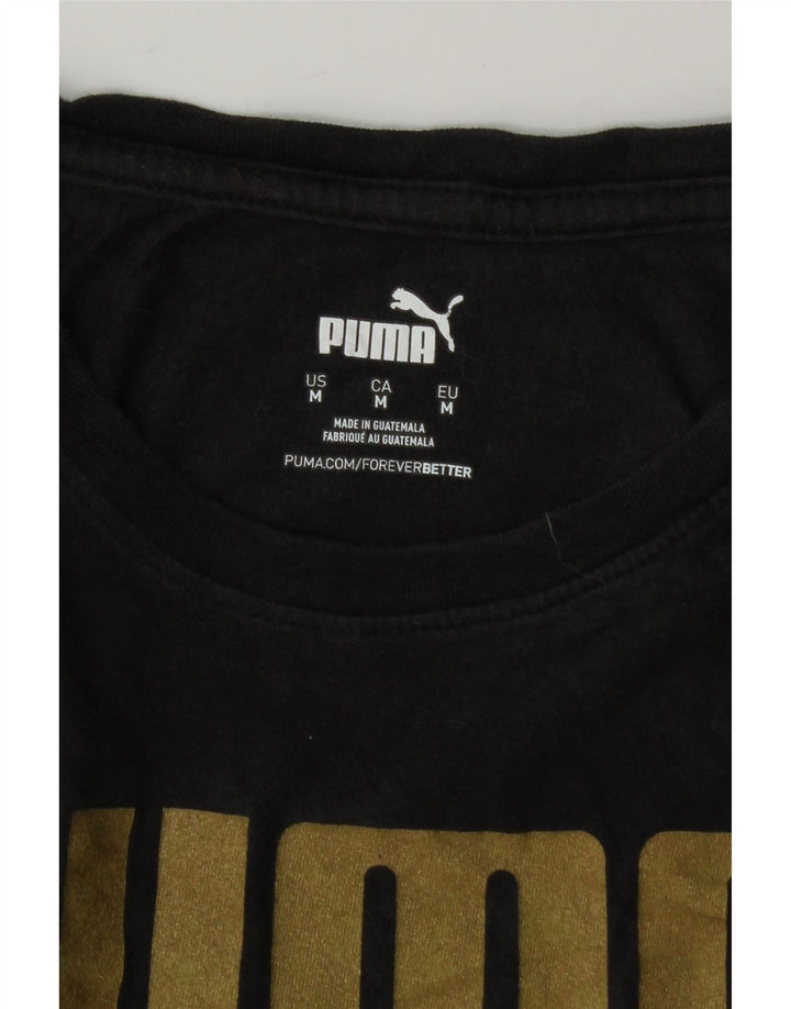 PUMA Womens Graphic T-Shirt Top UK 12 Medium Black Cotton Vintage Puma and Second-Hand Puma from Messina Hembry 