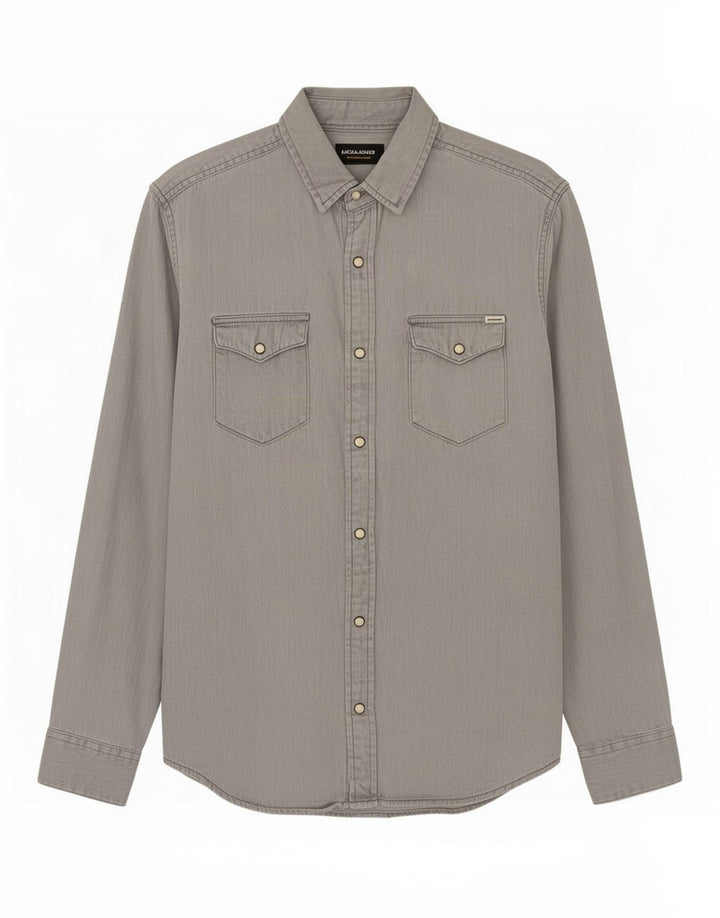 Camicia da uomo Jack & Jones piccola in cotone grigio