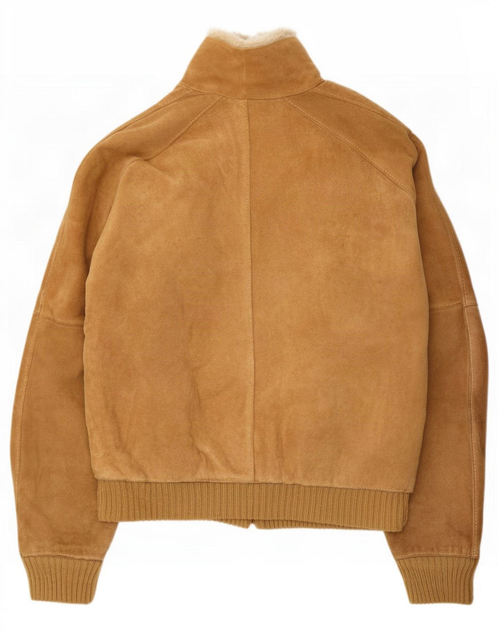 Giacca vintage in pelle scamosciata Sherpa da uomo UK 38 in pelle beige media