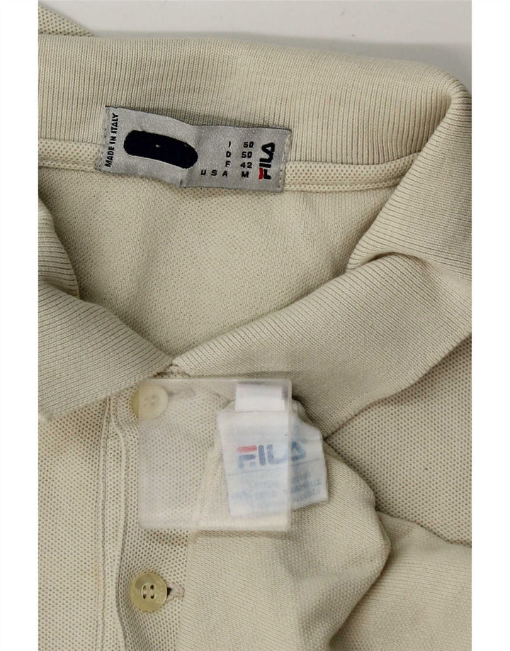 Polo da uomo a maniche lunghe Fila IT 50 cotone bianco sporco medio