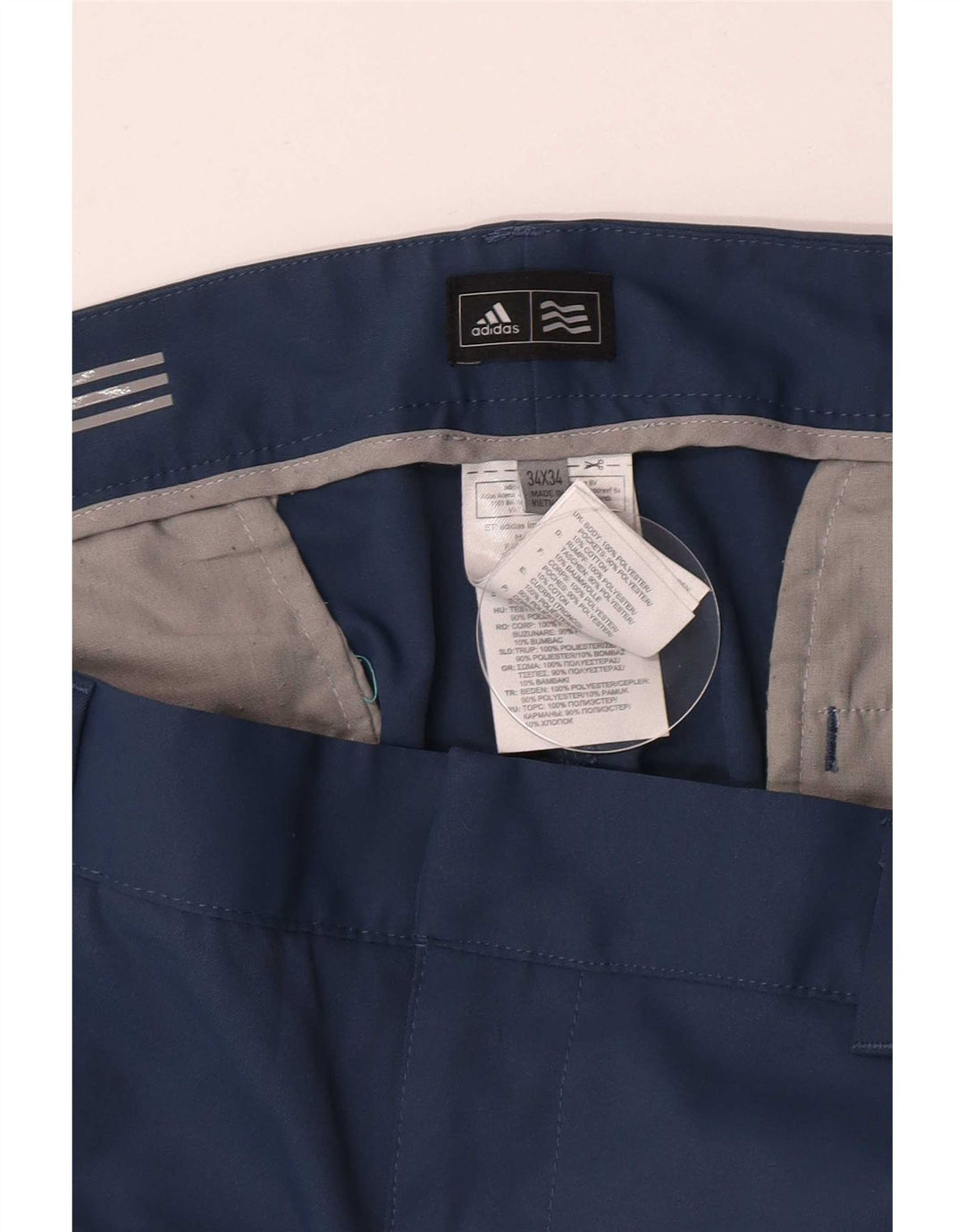 Pantaloni chino dritti da uomo Adidas W34 L34 poliestere blu
