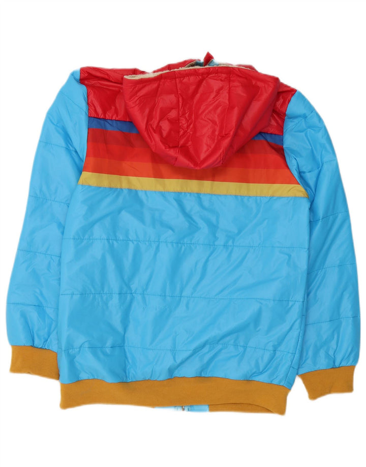 Giacca a vento con cappuccio da donna vintage UK 14 Colorblock blu medio