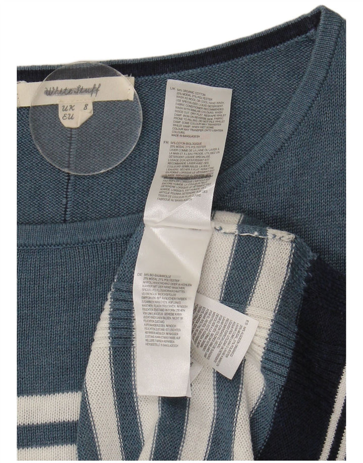 Maglione maglione con scollo a barca da donna di White Stuff UK 8 piccolo a righe blu