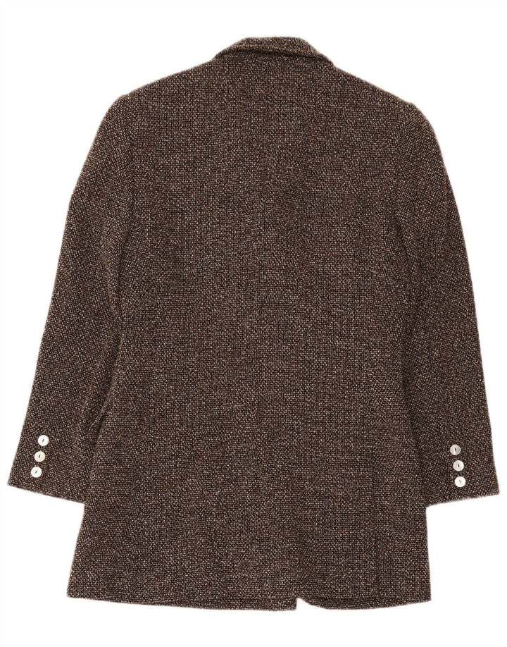 Giacca blazer doppiopetto da donna Delba EU 42 grande lana screziata marrone