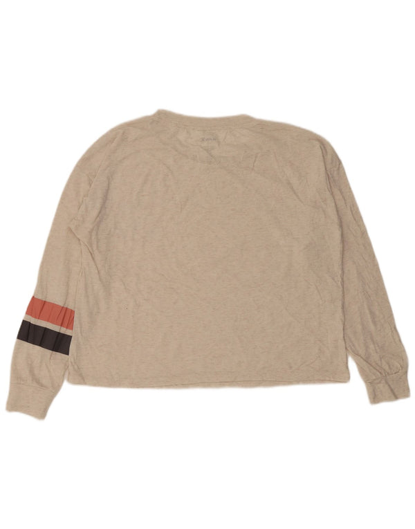 Top grafico Hurley da donna a maniche lunghe UK 16 Large Beige Colourblock