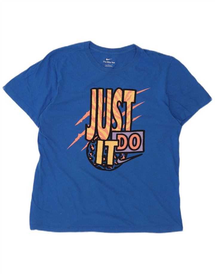 T-shirt grafica da uomo Nike Top grande in cotone blu