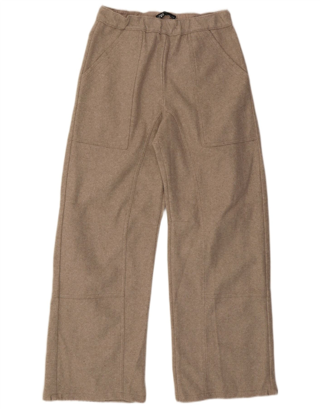 Pantaloni casual a gamba larga da donna Zara piccoli W26 L29 poliestere beige