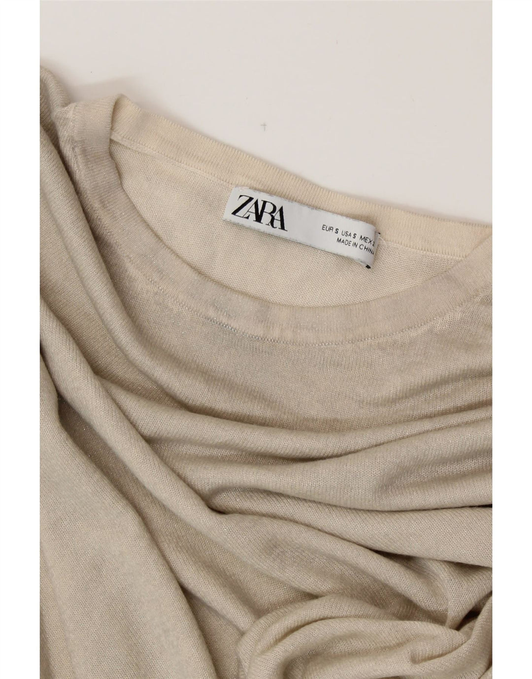 T-shirt oversize da donna ZARA UK 10 piccola bianco sporco
