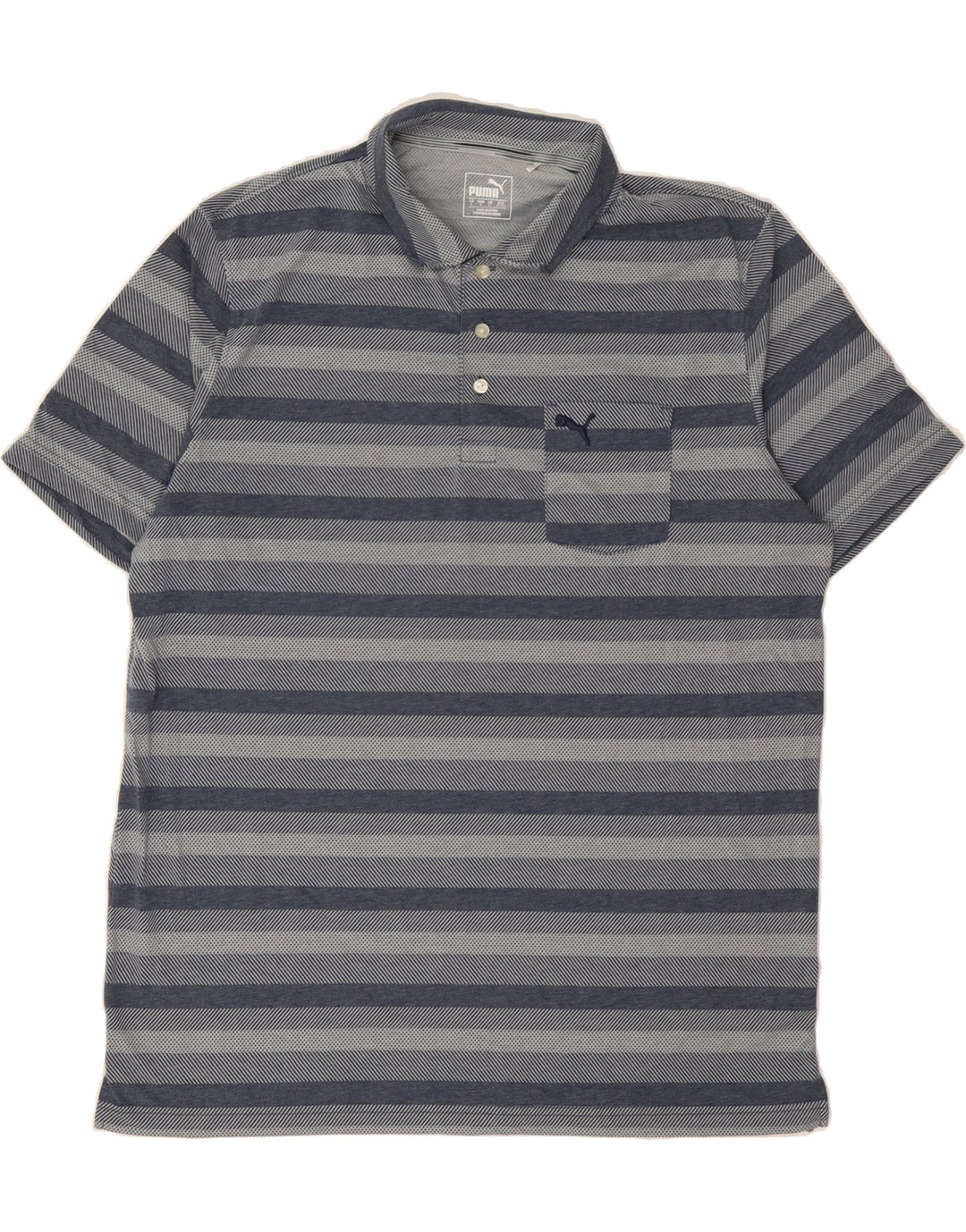 PUMA Mens Polo Shirt XL Navy Blue Striped Vintage Puma and Second-Hand Puma from Messina Hembry 