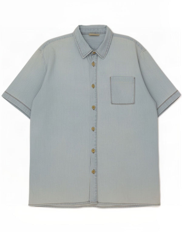 Camicia di jeans a maniche corte da uomo Carrera XL in cotone blu