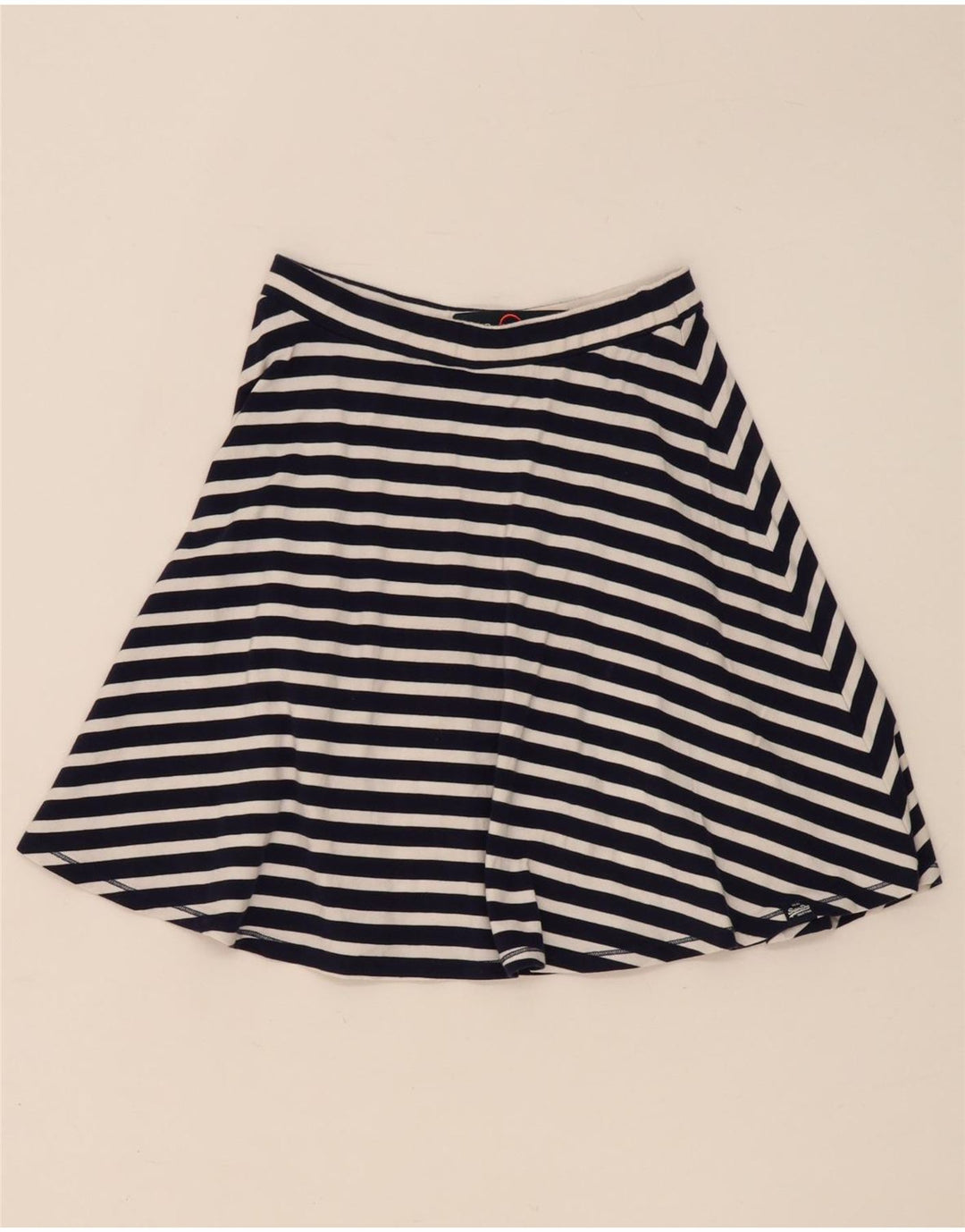 Gonna a trapezio da donna Superdry media W28 cotone a righe blu navy