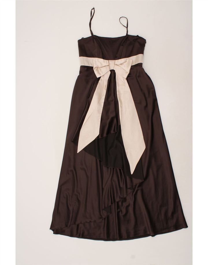 DEBUT Womens Slip Dress UK 14 Medium Brown Colourblock Polyester Vintage Debut and Second-Hand Debut from Messina Hembry 