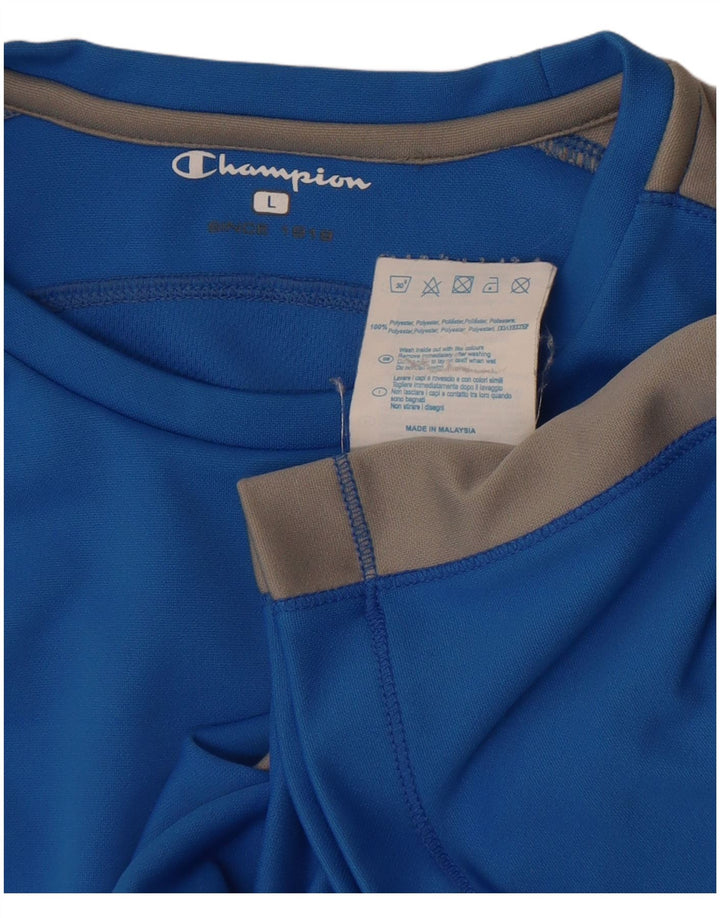 T-shirt da donna Champion Top UK 14 Large Blu Colourblock Poliestere