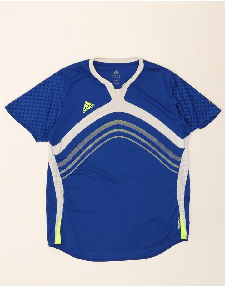 T-shirt grafica da uomo Adidas Top XL blu in poliestere color block