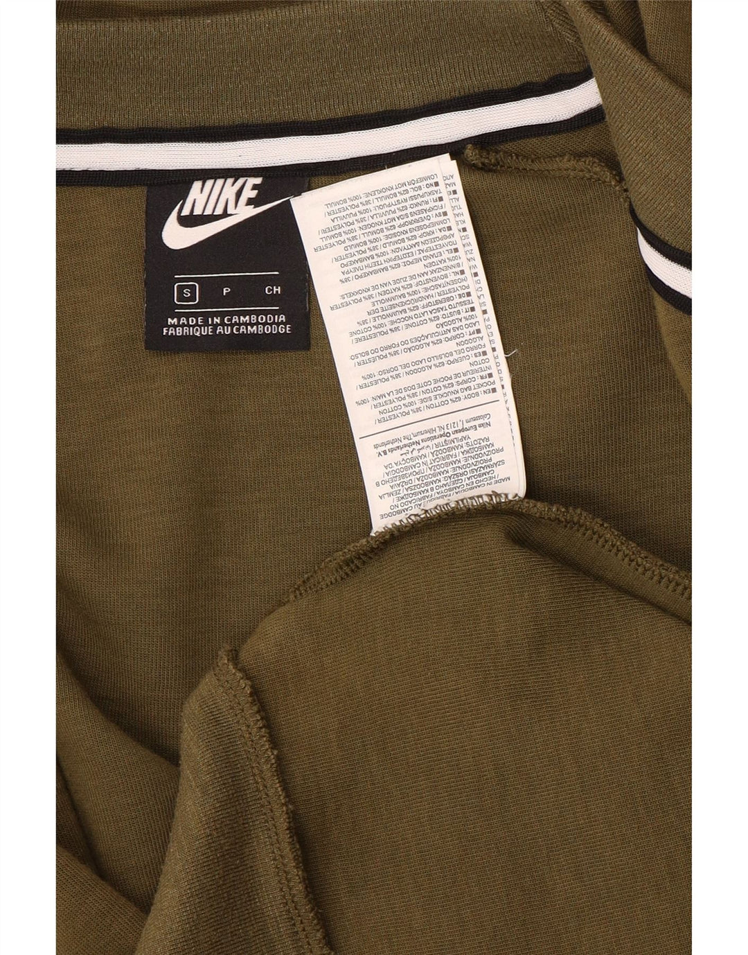 Felpa con cappuccio e zip Nike da uomo piccola in cotone kaki