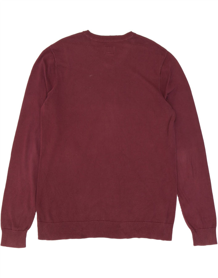 VANS Mens V-Neck Jumper Sweater Medium Maroon Vintage Vans and Second-Hand Vans from Messina Hembry 