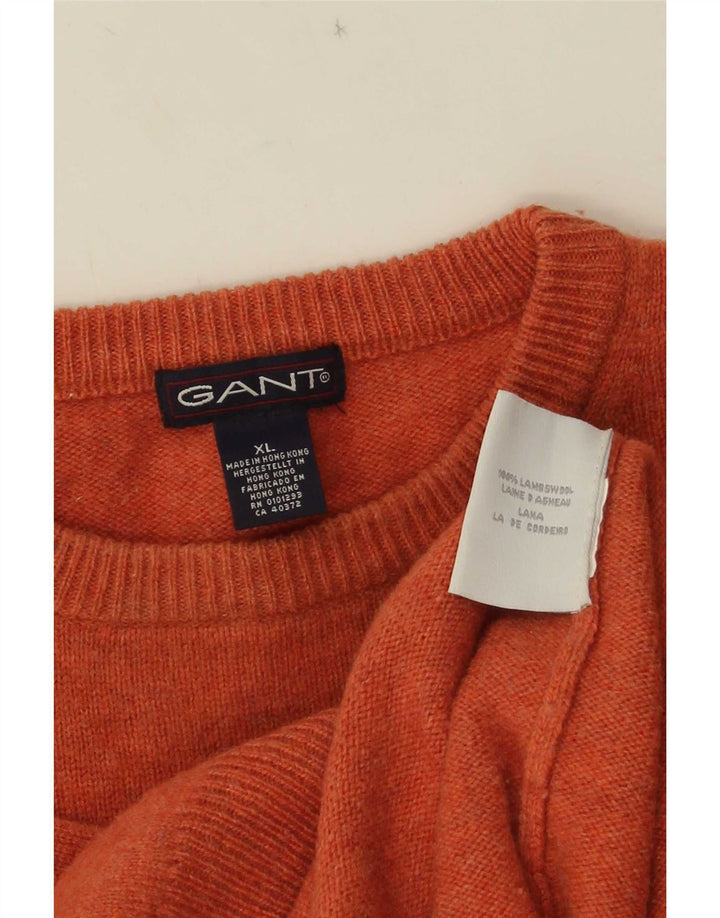 Maglione maglione girocollo da uomo Gant XL arancione in lana d'agnello