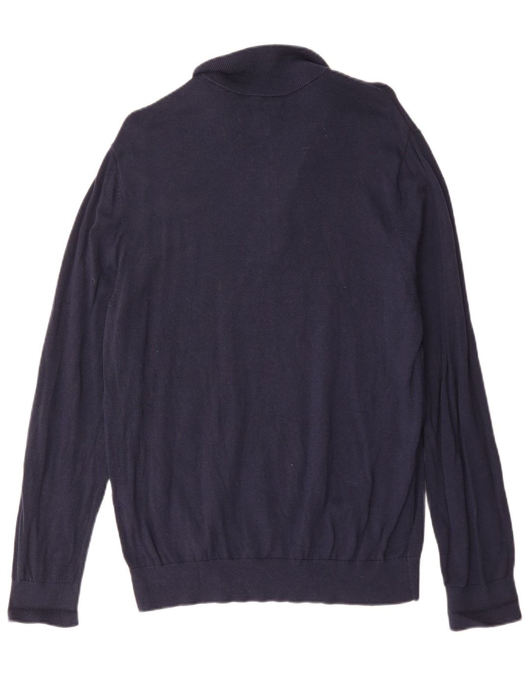 Maglione da uomo con zip e collo Penguin, grande, in cotone blu navy