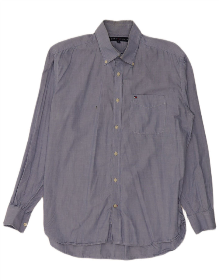 TOMMY HILFIGER Camicia da uomo in cotone blu medio