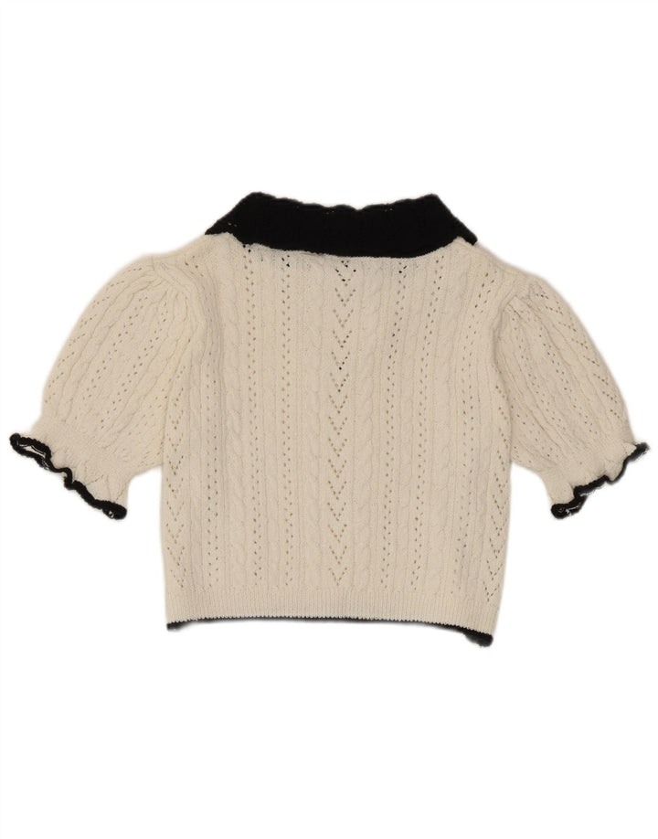 Top Zara da donna in maglia corta in maglia UK 10 piccolo bianco a blocchi di colore