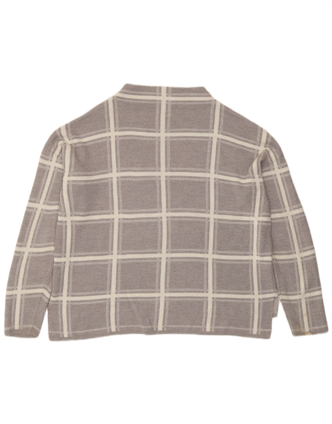 Maglione maglione girocollo da donna Marks & Spencer UK 16 grande quadri grigi