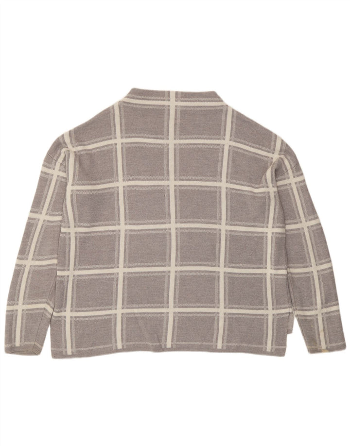 Maglione maglione girocollo da donna Marks & Spencer UK 16 grande quadri grigi