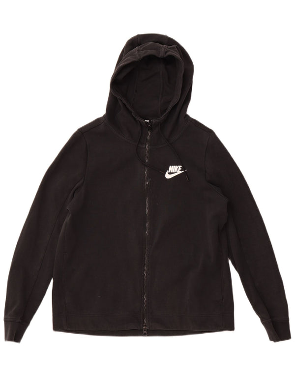Felpa con cappuccio e zip grafica da donna Nike UK 14 cotone nero medio