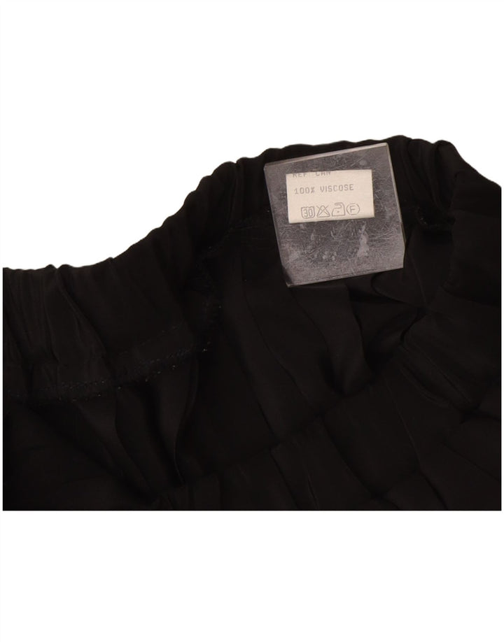 Gonna a pieghe vintage da donna a coltello W30 in viscosa nera media