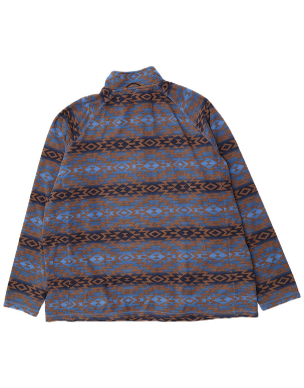Maglione in pile da uomo con collo con zip Cotton Traders 2XL Poliestere geometrico blu