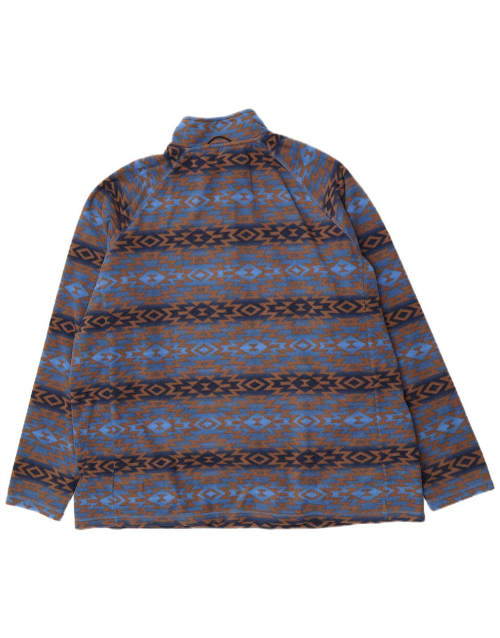 Maglione in pile da uomo con collo con zip Cotton Traders 2XL Poliestere geometrico blu