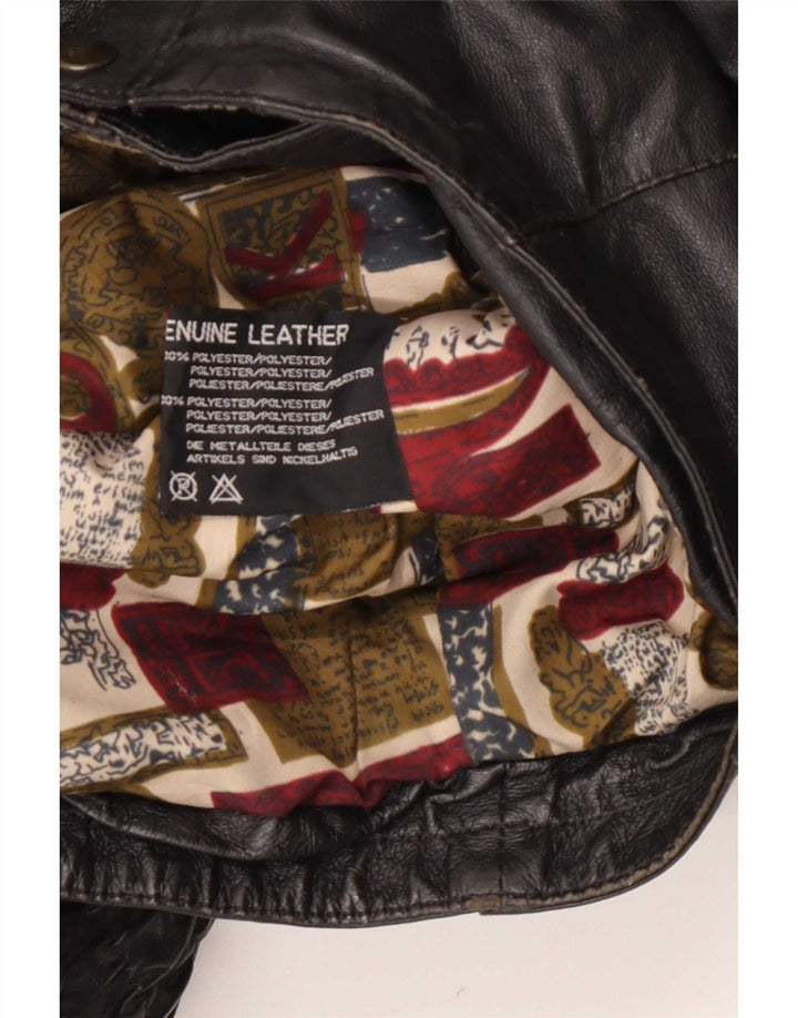 Giacca da motociclista in pelle da uomo vintage IT 50 media nera