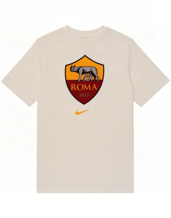 T-shirt grafica da ragazzo Nike Roma 1927 Top 10-11 anni cotone bianco medio