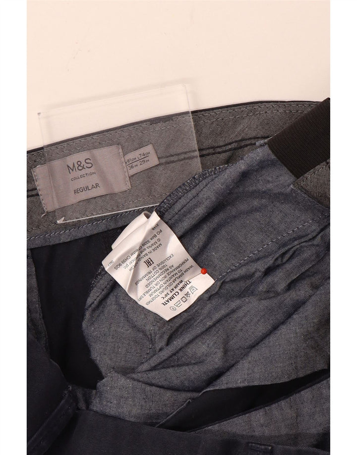 Pantaloni chino regolari da uomo Marks & Spencer W36 L29 cotone blu navy