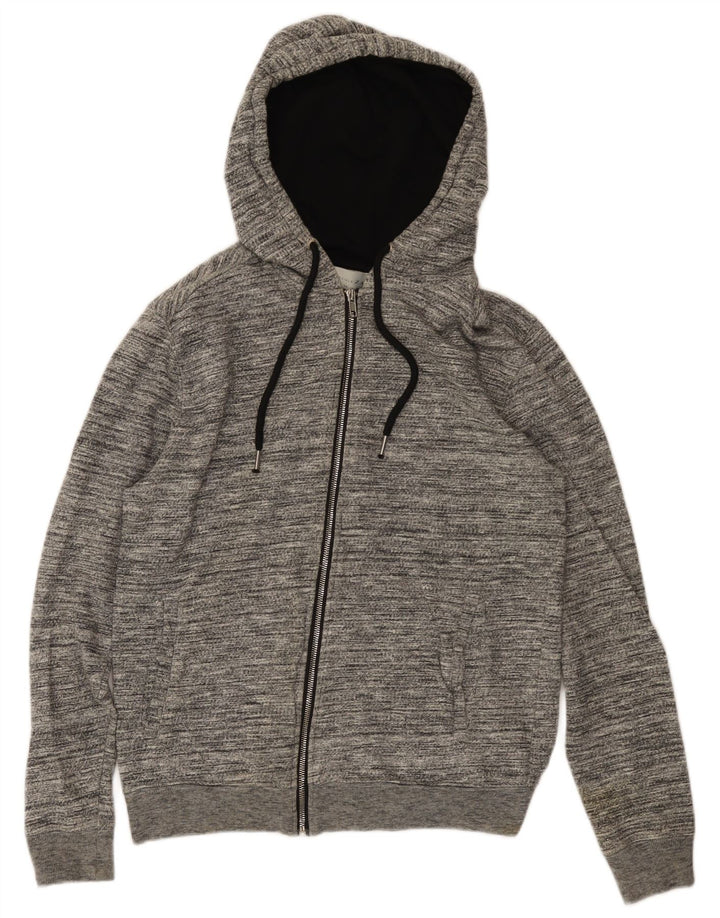 Maglione con cappuccio e zip Zara da uomo, grande, in cotone chiazzato grigio