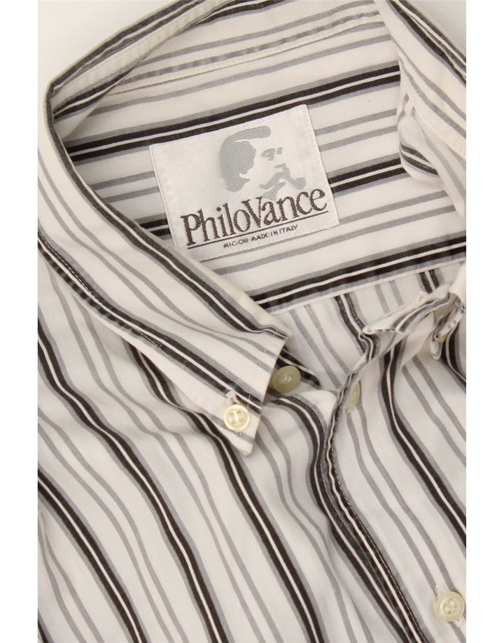 Camicia vintage da uomo a righe bianche grandi
