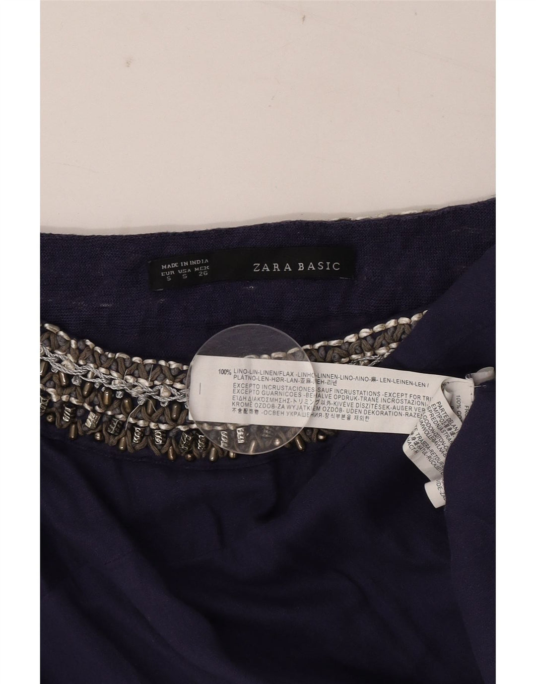 Camicetta oversize senza maniche da donna Zara UK 10 piccola in lino blu navy