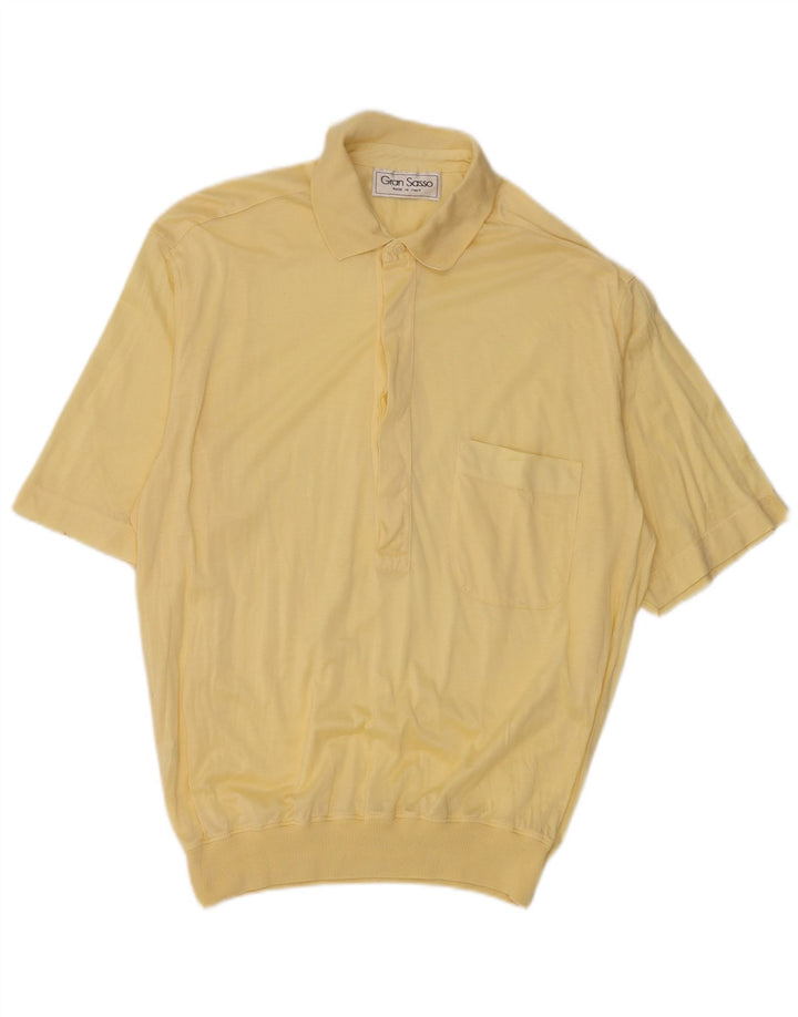 Polo vintage da uomo piccola in cotone giallo
