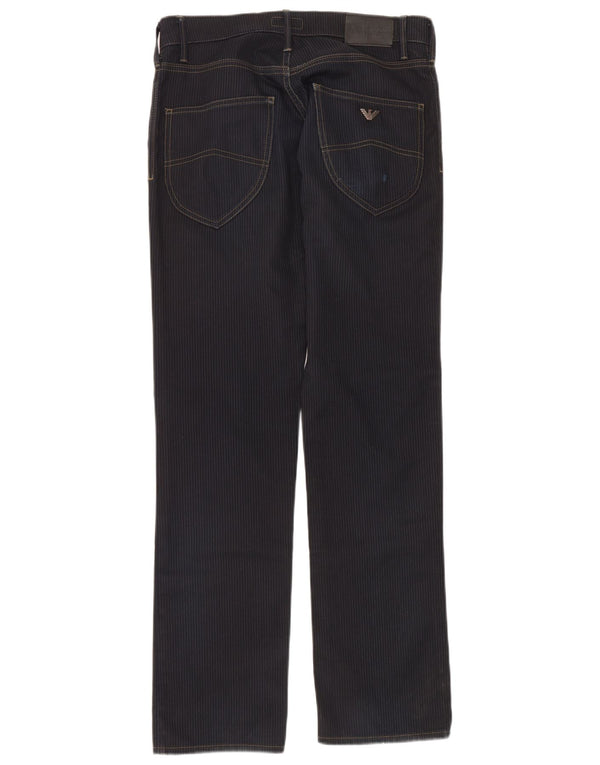 Pantaloni casual dritti da uomo Armani Jeans W32 L34 cotone a righe blu navy