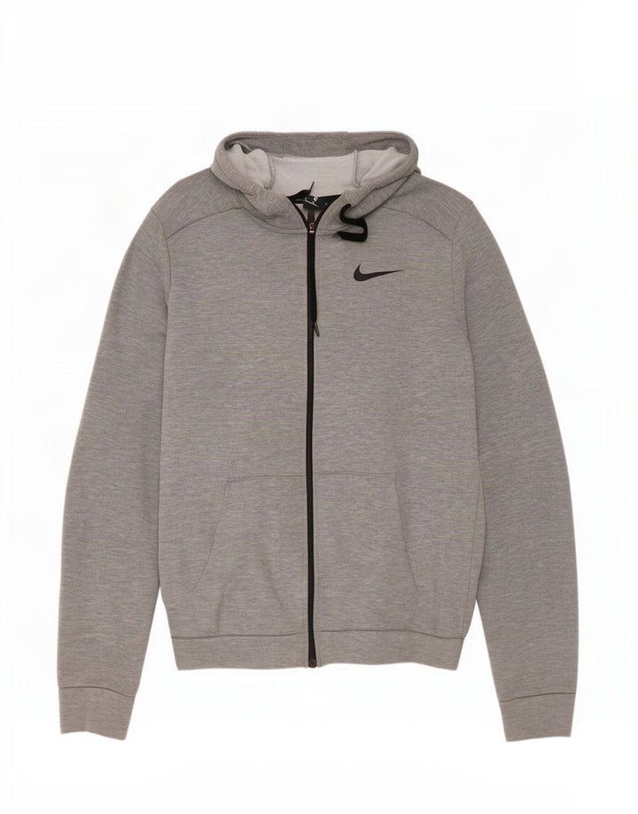 Felpa con cappuccio e zip Nike da uomo in poliestere grigio medio