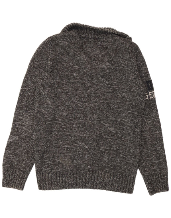 Maglione da uomo con collo con zip grafica Superdry Acrilico chiazzato grigio medio
