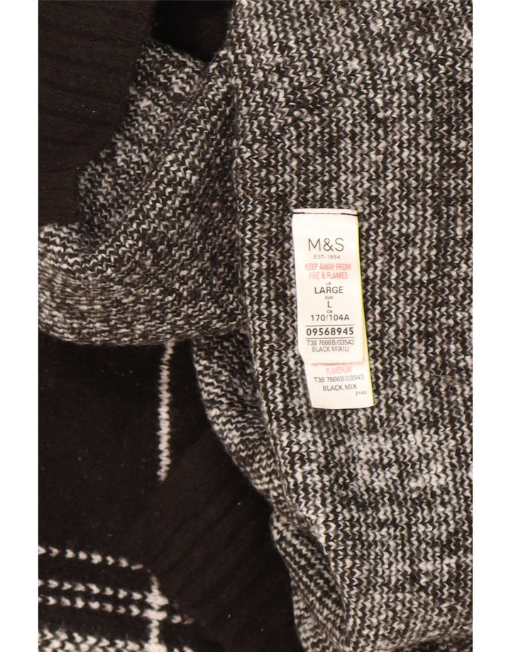 Maglione maglione girocollo da uomo Marks & Spencer grande acrilico a quadri neri
