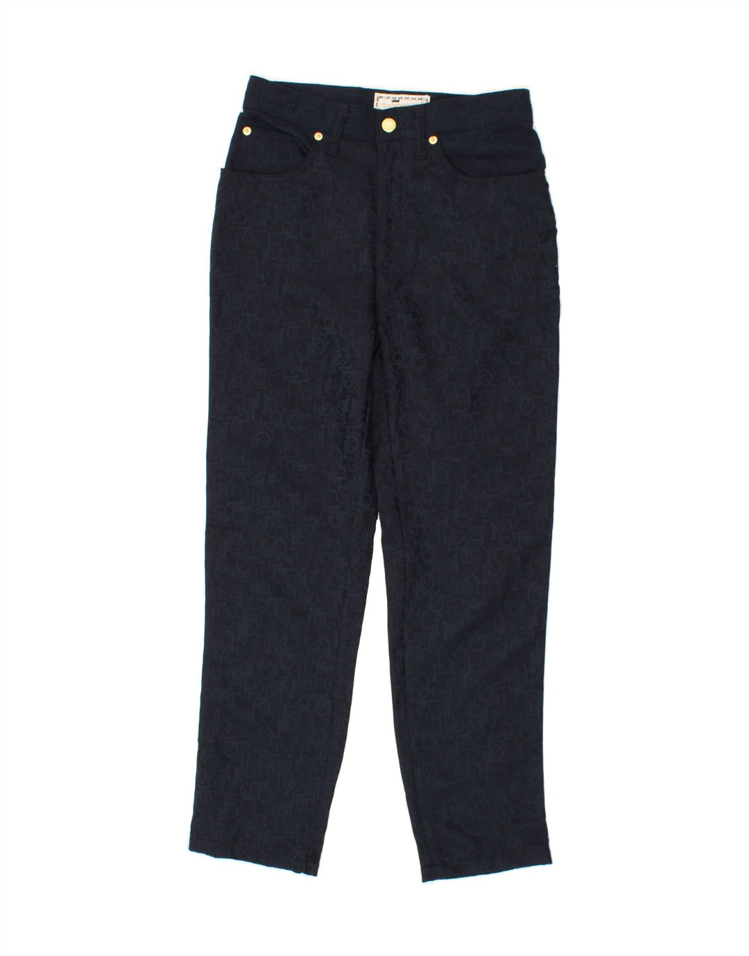 ROCCOBAROCCO Womens Slim Casual Trousers W28 L26 Navy Blue Polyester Vintage Roccobarocco and Second-Hand Roccobarocco from Messina Hembry 