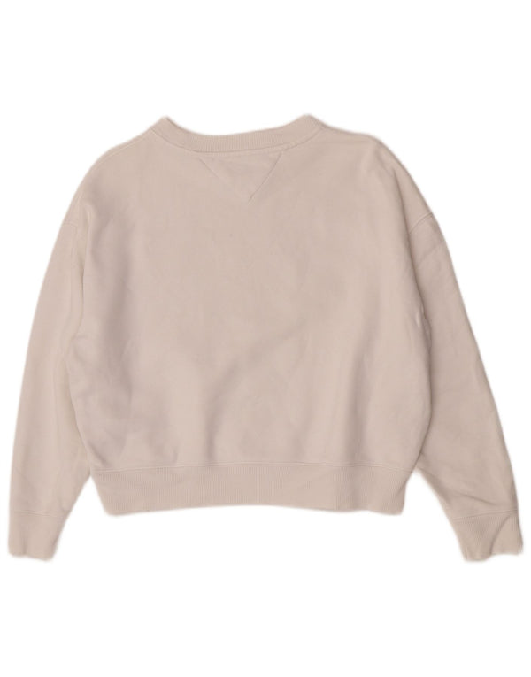 Felpa oversize da donna Tommy Hilfiger Maglione UK 2 2XS Cotone bianco