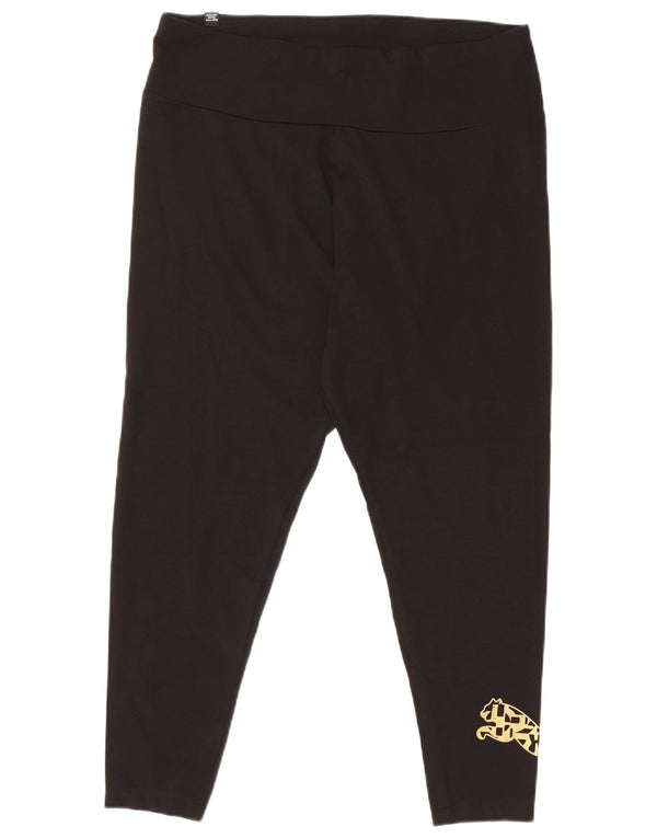 PUMA Womens Graphic Leggings UK 18 XL Black Cotton