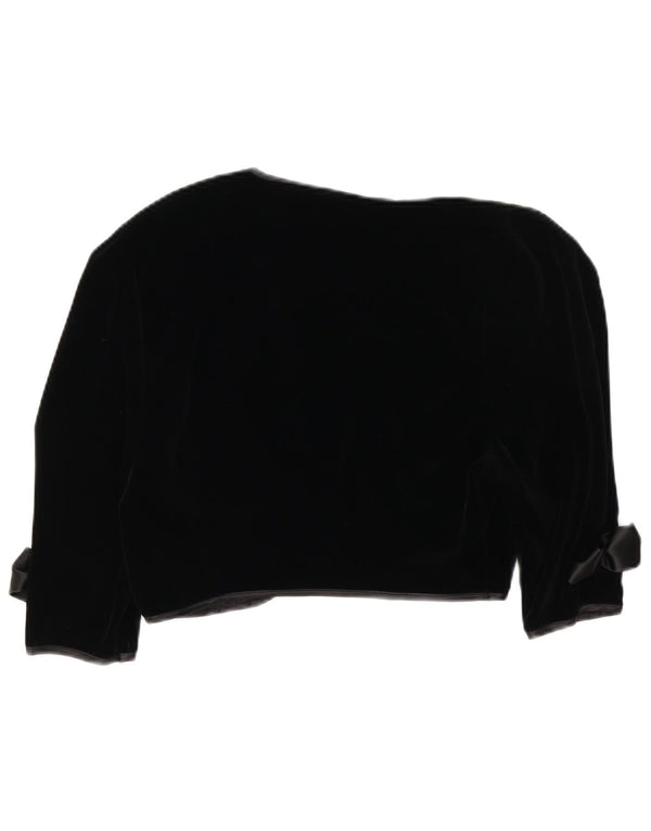 Giacca Bolero in velluto da donna vintage UK 10 piccola in cotone nero