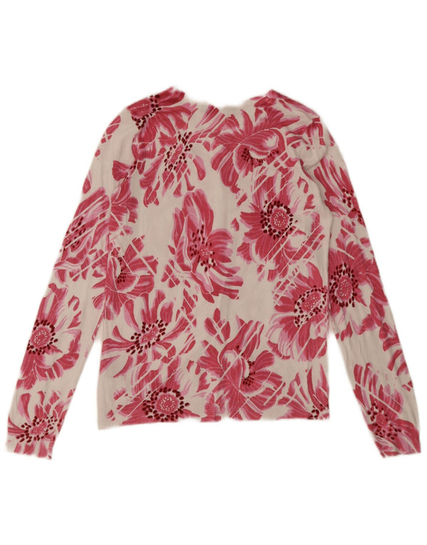 Maglione cardigan da donna Marks & Spencer UK 8 piccolo viscosa floreale rosa
