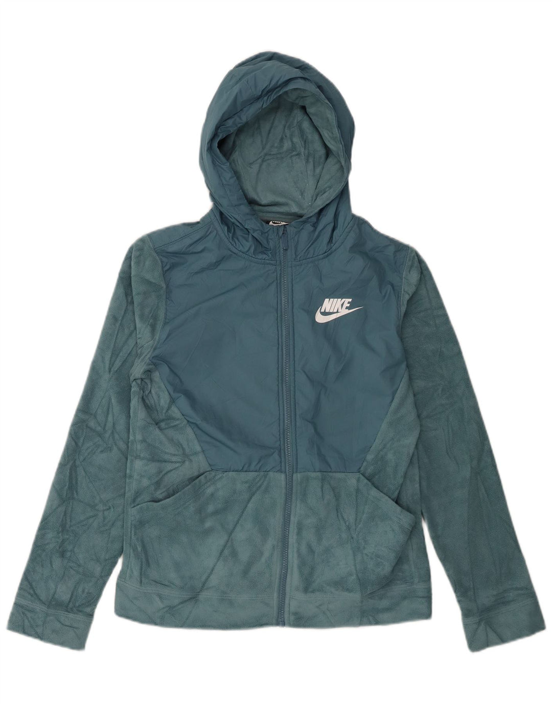 Giacca in pile con cappuccio da donna NIKE UK 18 XL poliestere blu