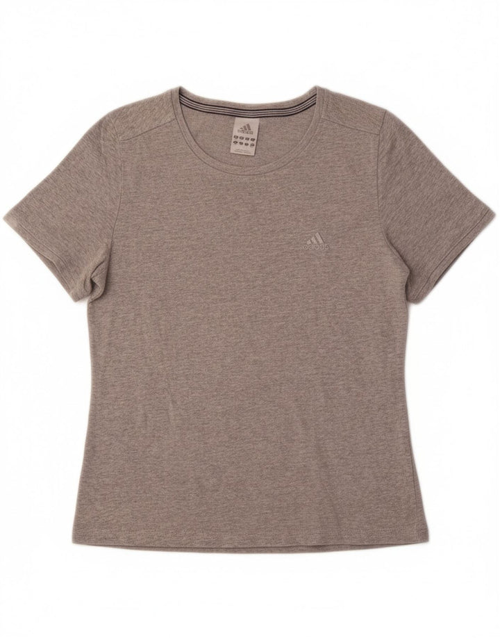 ADIDAS Womens T-Shirt Top UK 14 Medium Grey Cotton