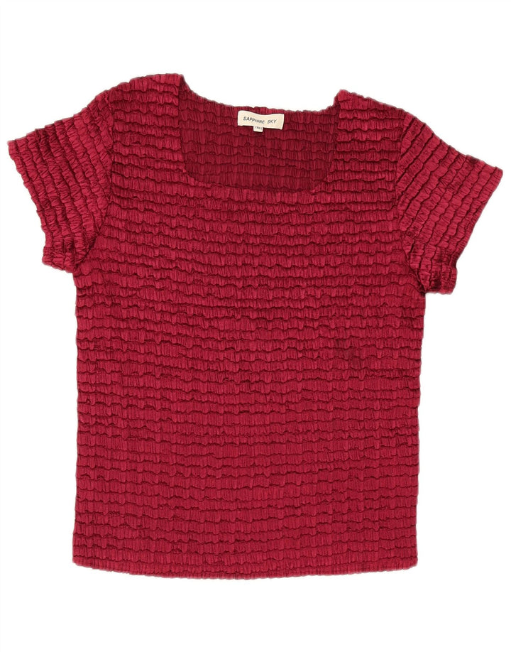 Camicetta da donna vintage top taglia unica in poliestere bordeaux