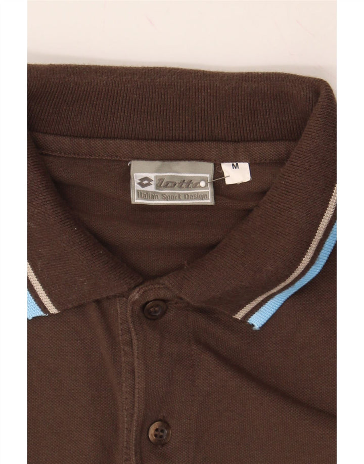 LOTTO Mens Long Sleeve Polo Shirt Medium Brown Cotton Vintage Lotto and Second-Hand Lotto from Messina Hembry 